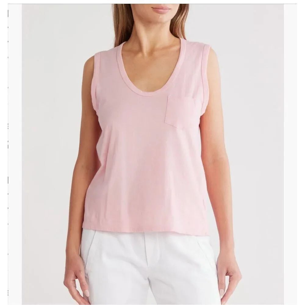 James Perse 100% cotton v-neck tank in peony color size 2/M NWT